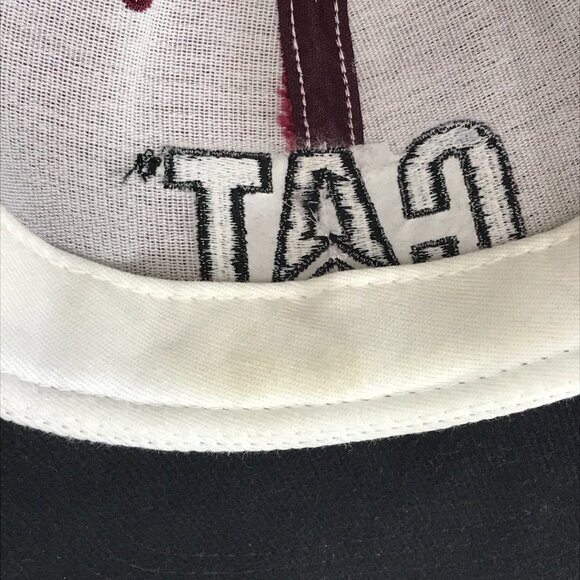 Vintage Caterpillar Snapback Cap Hat Tonkin Made In USA Maroon Black Adjustable - Picture 8 of 10